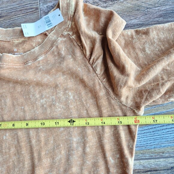 NWT Pilcro Anthropologie Acid Washed Raglan Top Cotton Knit Gold Orange - Picture 10 of 11